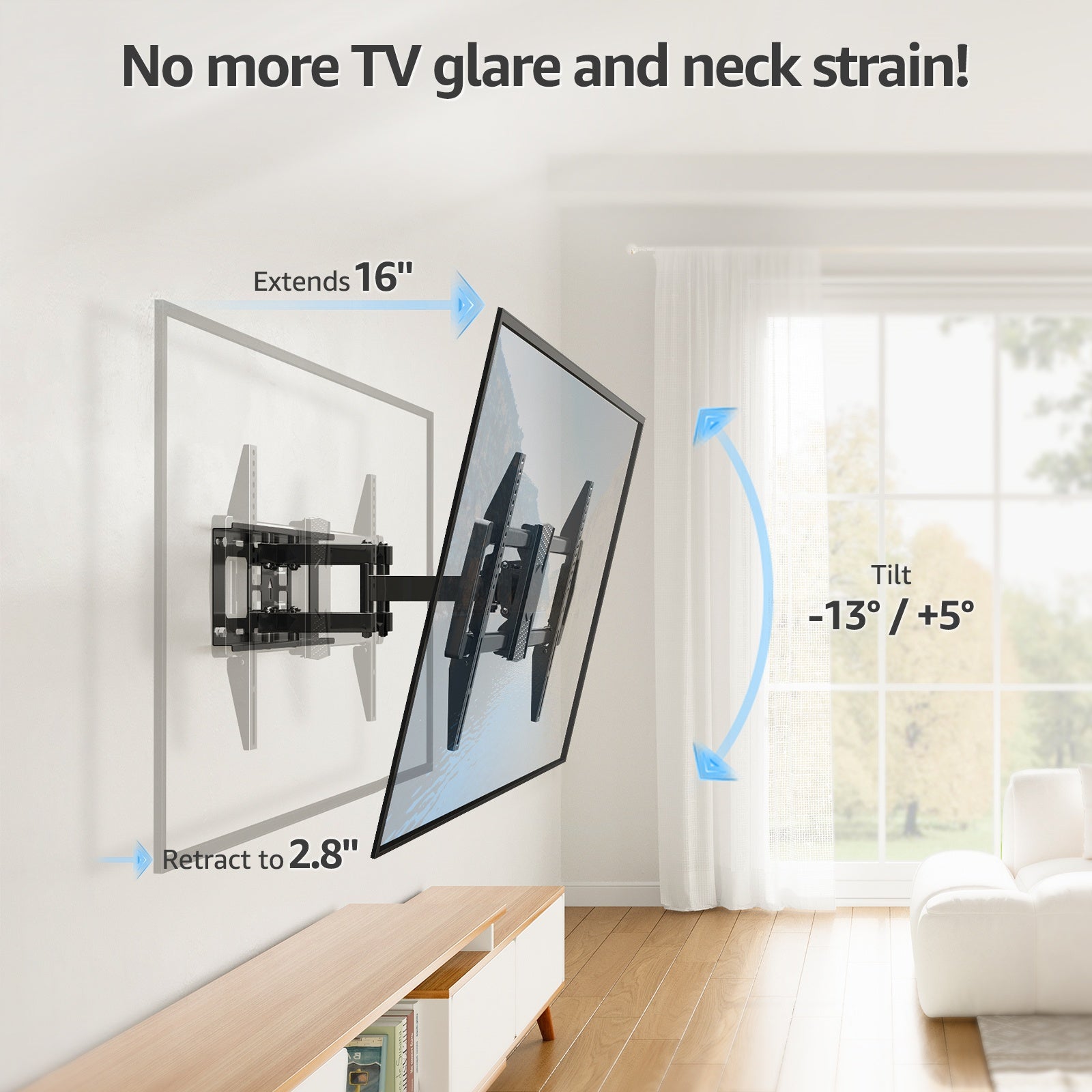 HOMOUNT Full Motion TV Wall Mount for Most 42-82 inch TVs, Wall Mount Bracket with Articulating Swivel and Tilt Fits 16" Stud, TV Mount Max VESA 600x400mm, Holds up to 100lbs