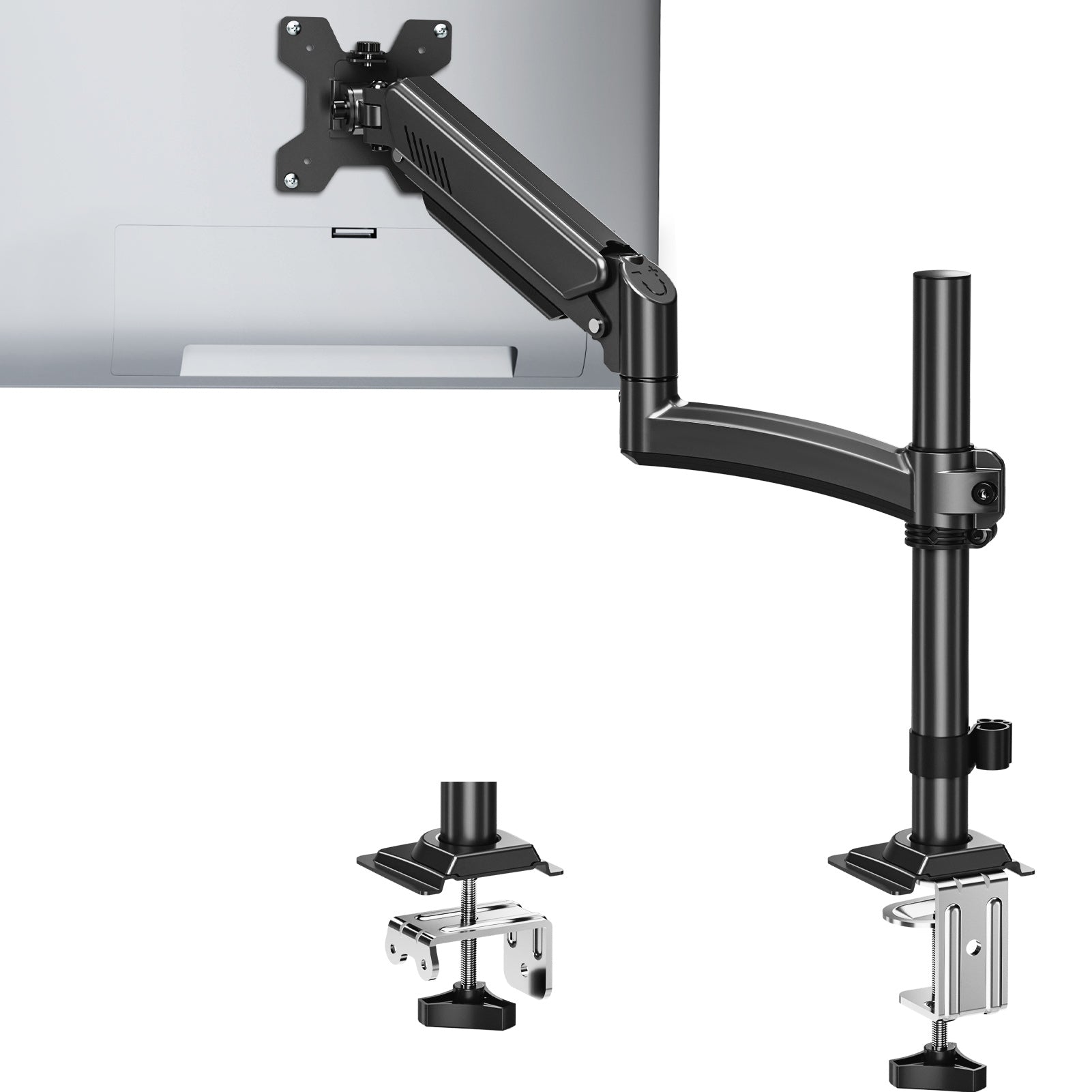 HOMOUNT Single Monitor Arm for 13-32inch,Full-Motion Monitor Mount,Height Adjustable Monitor Stand for Desk,with C-Clamp＆Grommet Base,Holds Max 22lbs