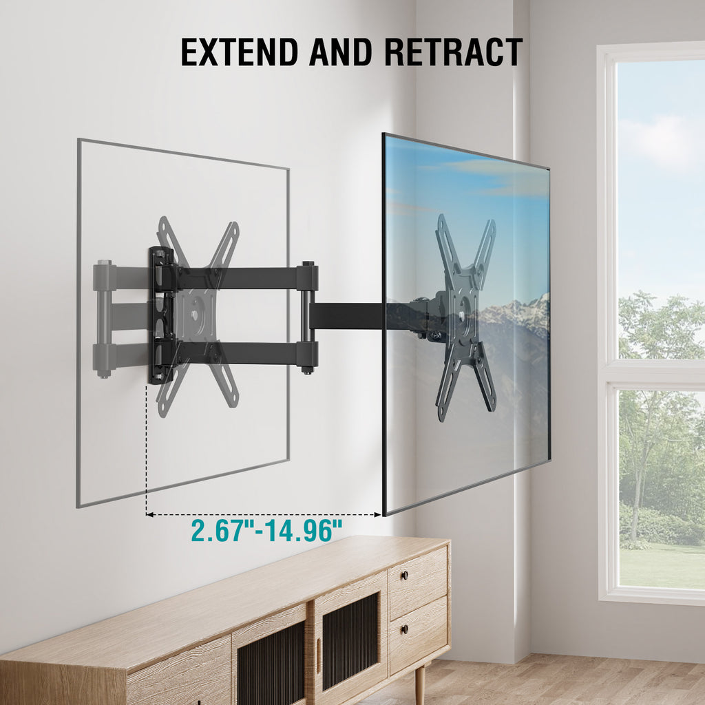 HOMOUNT UL Listed Full Motion TV Monitor Wall Mount for Most 14-42 Inch LED LCD Flat Screen TVs & Monitors, Swivel Tilt Extension Rotation TV Mount Bracket Max VESA 200x200mm, up to 33 lbs
