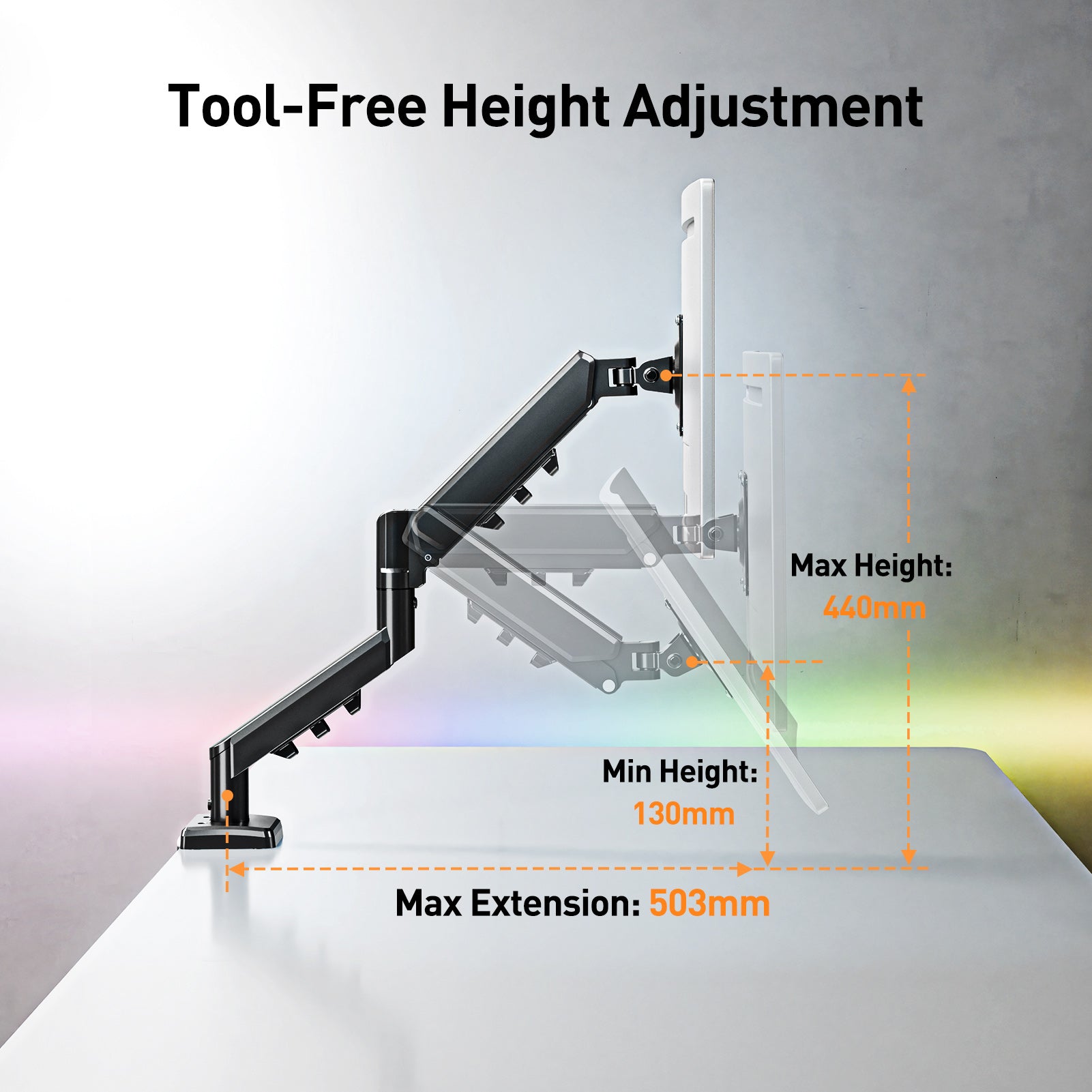 HOMOUNT Single Monitor Desk Mount for 13-32 Inch, 4.4-19.8lbs Screens, Adjustable Gas Spring Monitor Arm, Monitors Stand with Tilt, Swivel, Rotatable