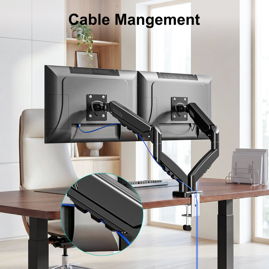 HOMOUNT Dual Monitor Mount Stand for 13-32 inch, Gas Spring Monitor Arm for 2 Monitor, Dual Monitor Desk Mount with Tilt, Swivel, Rotation,Each Arm Holds Max 19.8 lbs