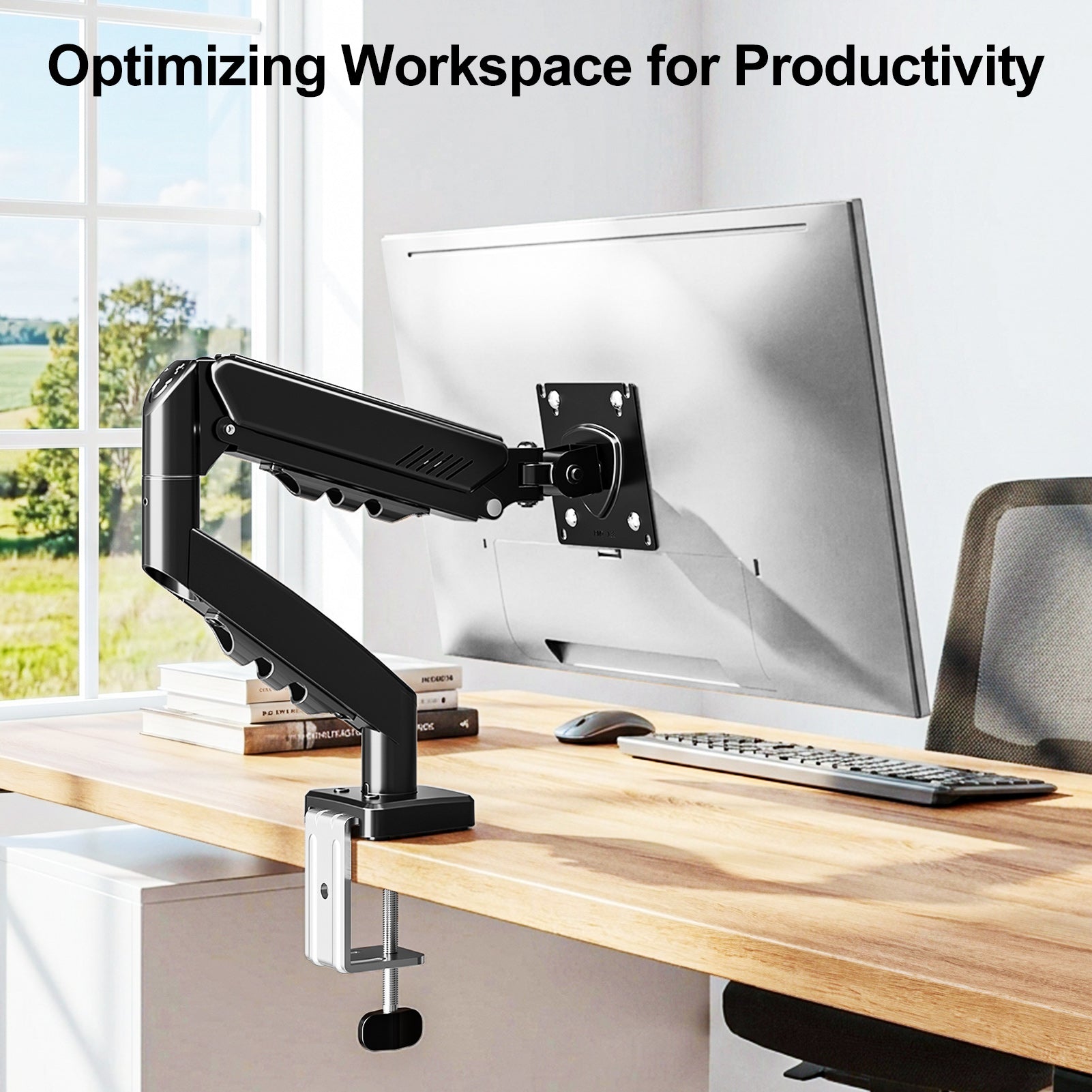 HOMOUNT Single Monitor Desk Mount for 13-32 Inch, 4.4-19.8lbs Screens, Adjustable Gas Spring Monitor Arm, Monitors Stand with Tilt, Swivel, Rotatable