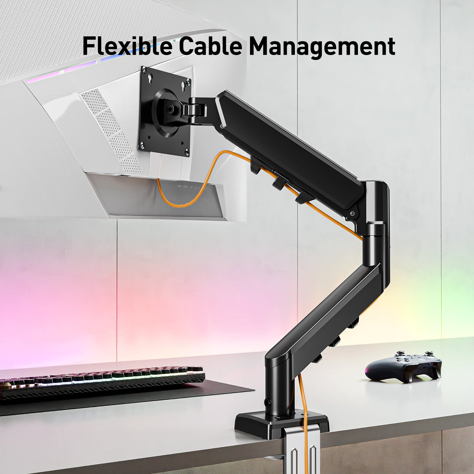 HOMOUNT Single Monitor Desk Mount for 13-32 Inch, 4.4-19.8lbs Screens, Adjustable Gas Spring Monitor Arm, Monitors Stand with Tilt, Swivel, Rotatable