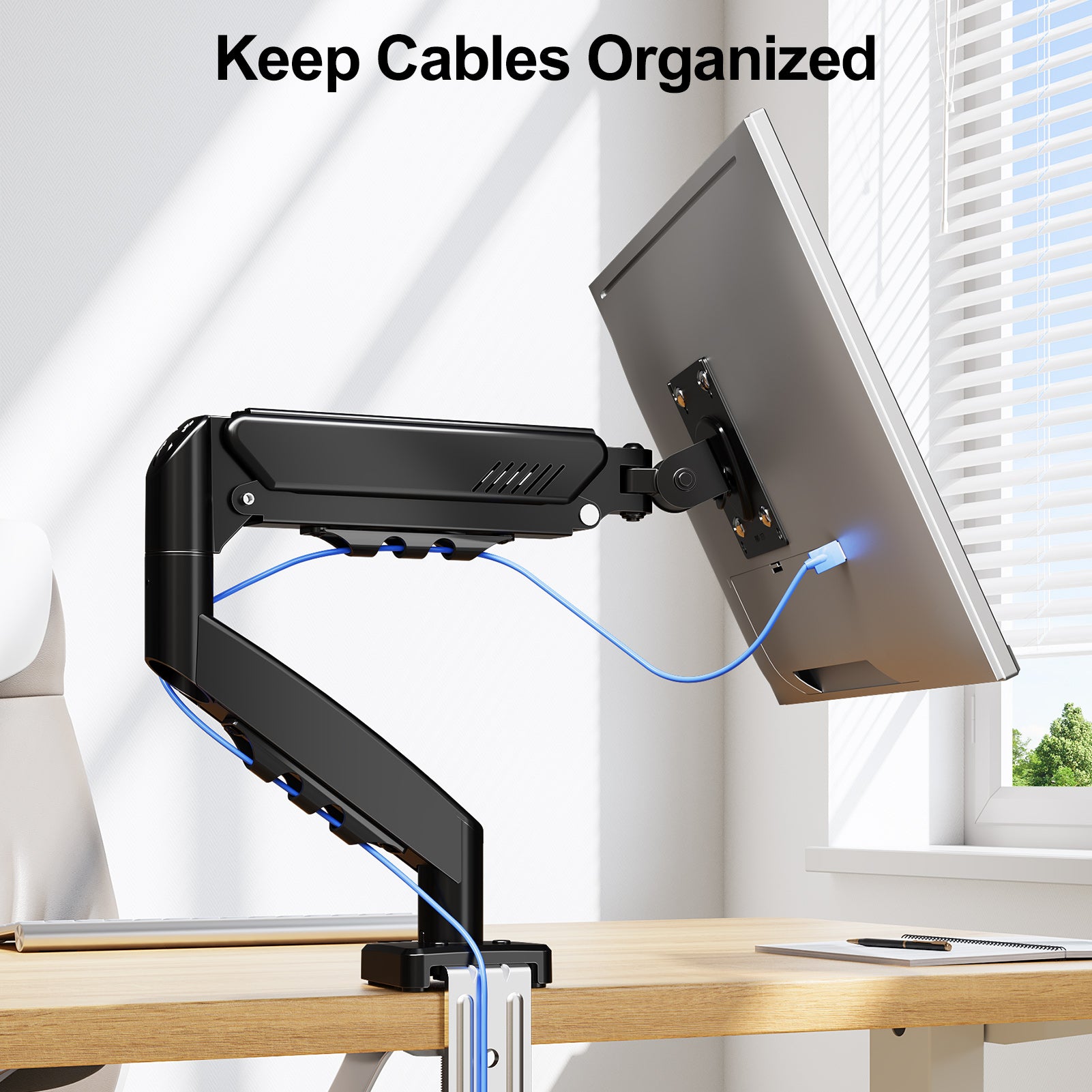 HOMOUNT Single Monitor Desk Mount for 13-32 Inch, 4.4-19.8lbs Screens, Adjustable Gas Spring Monitor Arm, Monitors Stand with Tilt, Swivel, Rotatable