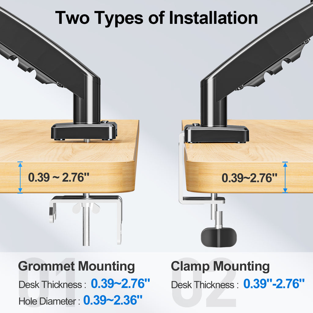 HOMOUNT Dual Monitor Mount Stand for 13-32 inch, Gas Spring Monitor Arm for 2 Monitor, Dual Monitor Desk Mount with Tilt, Swivel, Rotation,Each Arm Holds Max 19.8 lbs