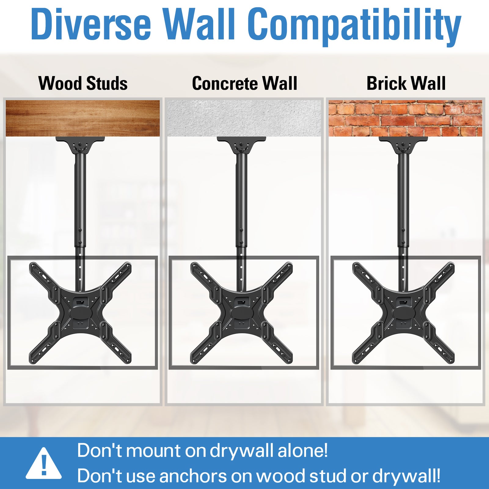 HOMOUNT Ceiling TV Mount for 26-65" TVs, Full Motion 6 Height Adjustable TV Wall Mount Bracket, Swivel and Tilt, Max VESA 400x400mm, Holds up to 99 lbs