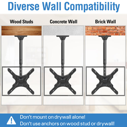 HOMOUNT Ceiling TV Mount for 26-65" TVs, Full Motion 6 Height Adjustable TV Wall Mount Bracket, Swivel and Tilt, Max VESA 400x400mm, Holds up to 99 lbs