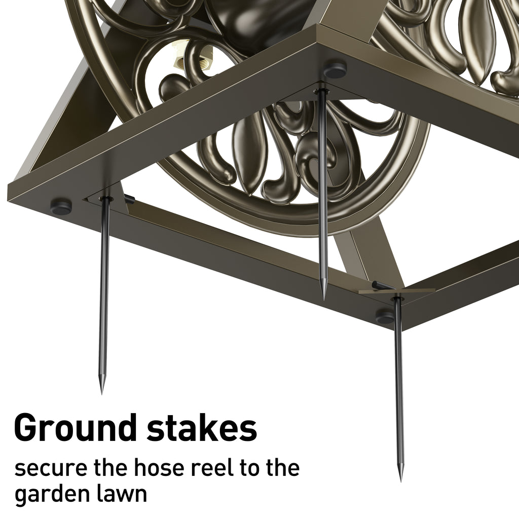 Outlandpro Garden Wall/Floor Mount Hose Reel, Decorative Hose Reel Holds 200-Feet of 5/8-Inch Hose
