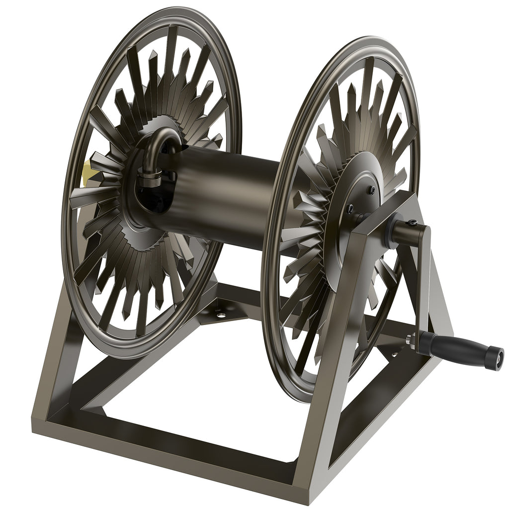 Outlandpro Garden Wall/Floor Mount Hose Reel, Decorative Hose Reel, Garden Heavy-Duty Water Hose Holde, Holds 200-Feet of 5/8-Inch Hose