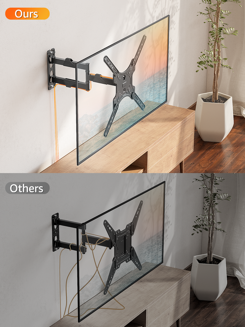 HOMOUNT Full Motion TV Wall Mount for Most 26-60 Inch TVs, Swivel and Tilt TV Mount with Single Stud, Wall Mount Bracket Max VESA 400x400mm, 77 lbs