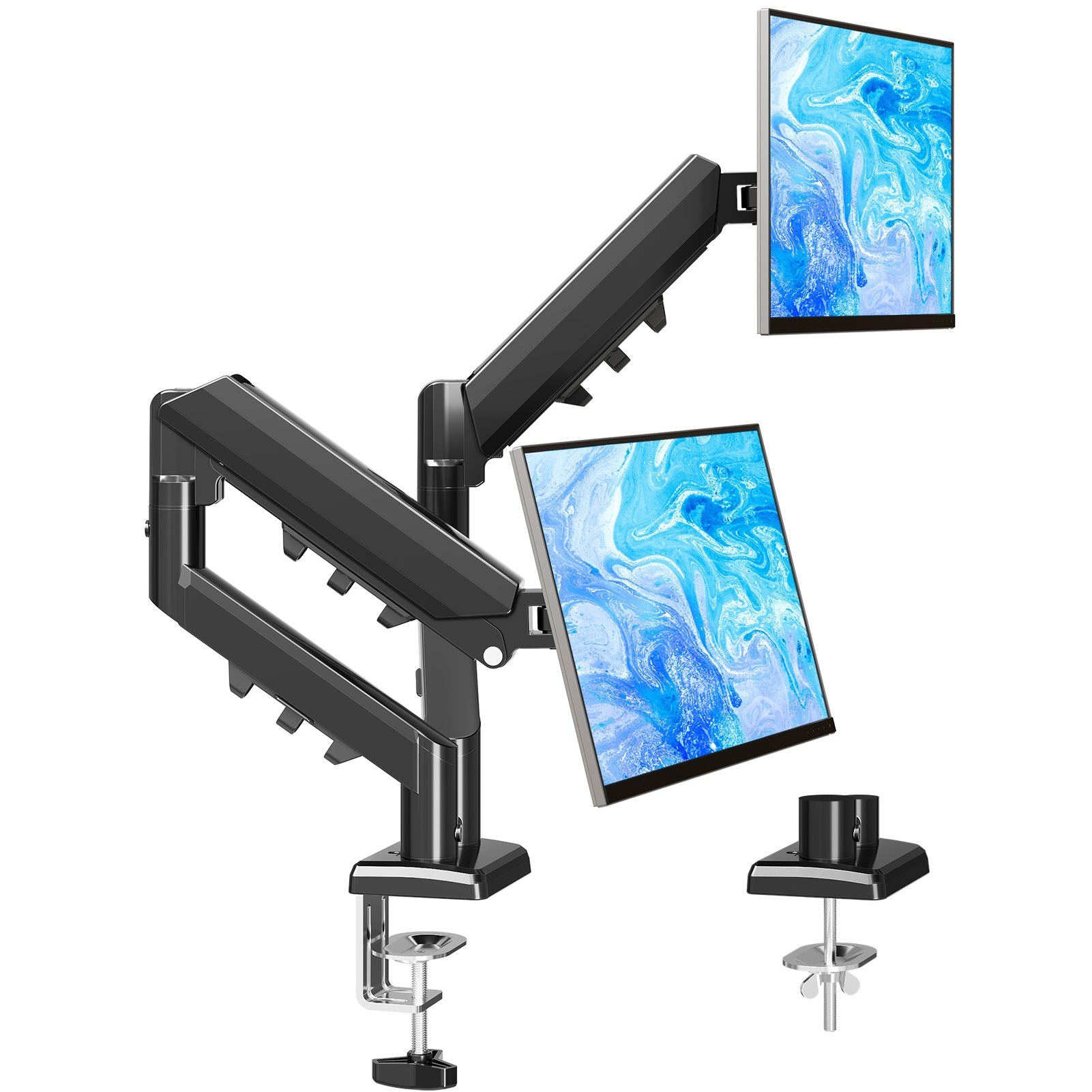 HOMOUNT Dual Monitor Mount for 13-32 inch Screens, Gas Spring Monitor Stand for 2 Monitor, Full Adjustable Monitors Desk Mount with C-Clamp＆Grommet Base, Each Arm Holds Max 22 lbs
