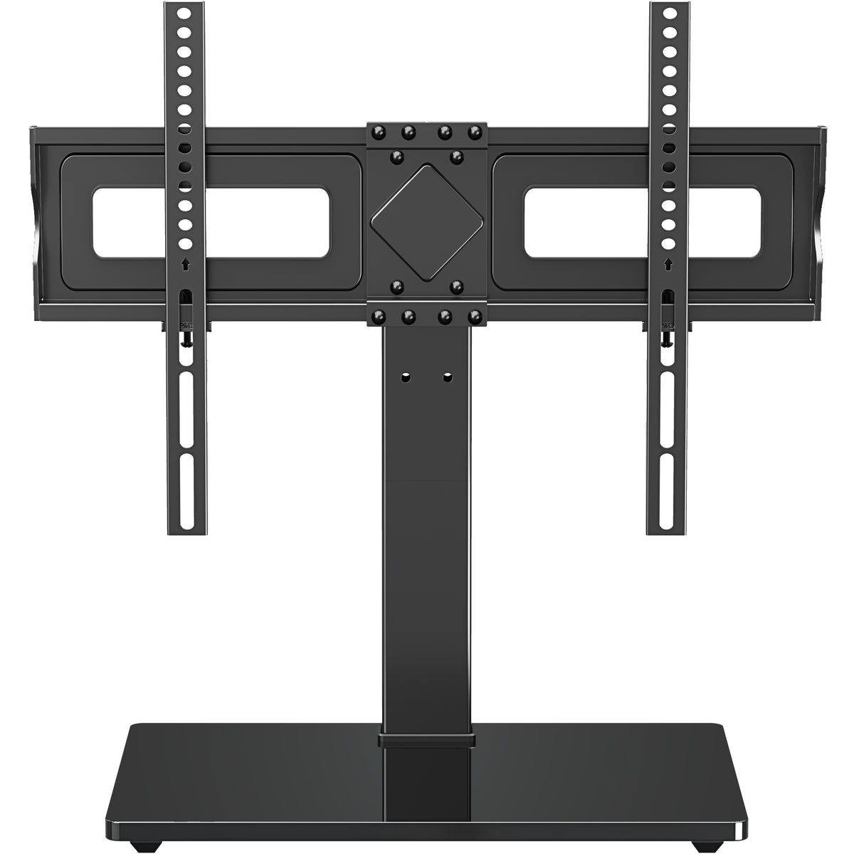HOMOUNT Universal Table Top TV Stand for 37"-75" Flat Screen TVs, 9 Height Adjustable, Tilt, Swivel TV Base with Tempered Glass Base,TV Mount Hold up to 88lbs