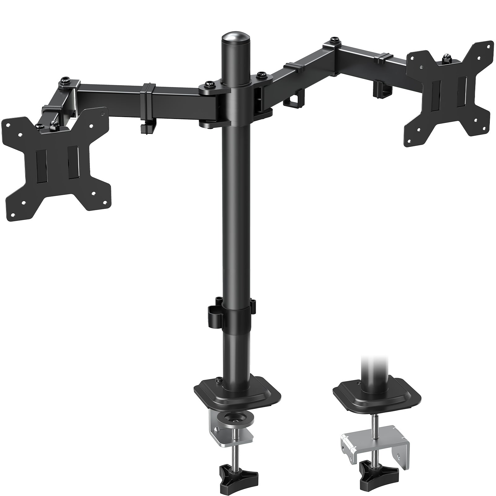HOMOUNT Dual Monitor Desk Mount for Max 32 Inch, Adjustable Dual Monitor Arm for 2 LCD Screens, Monitor Stand with C-Clamp and Grommet Base, VESA 75x75 /100x100mm, up to 17.6lbs