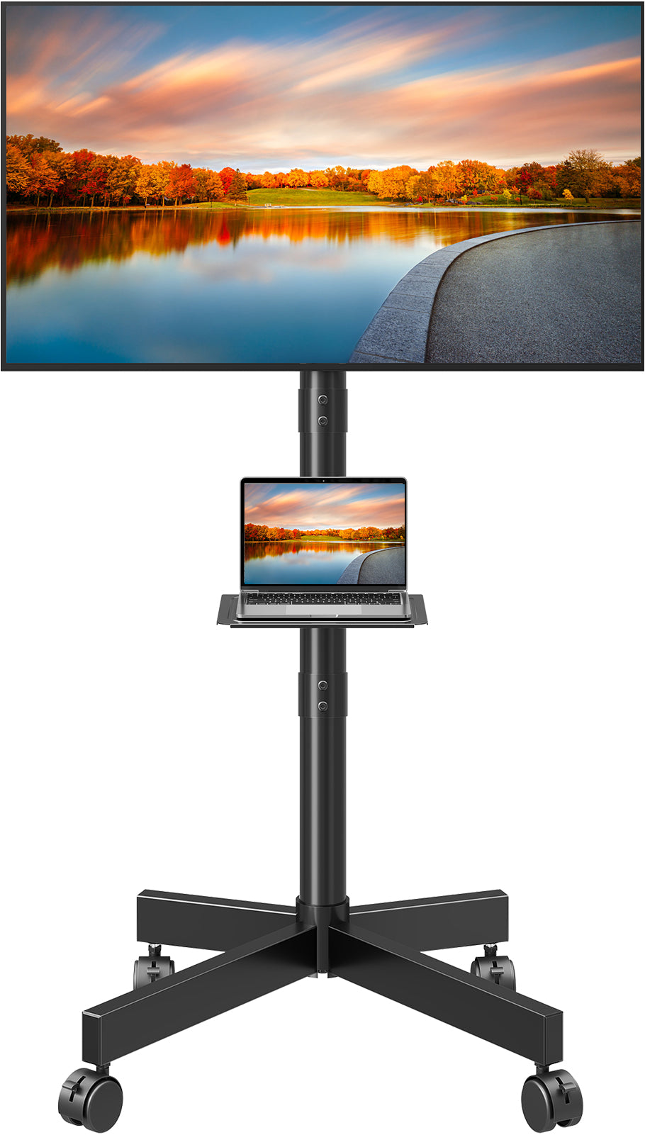 HOMOUNT Mobile TV Stand,Rolling TV Cart for 24-60" TVs, Portable TV Floor Stand with Wheels,Adjustable Shelf & Tilt,Max VESA 400x400mm,up to 77 lbs