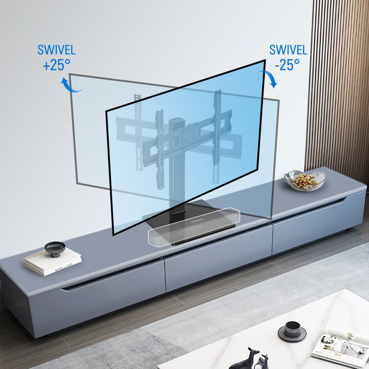 HOMOUNT Universal Table Top TV Stand for 37"-75" Flat Screen TVs, 9 Height Adjustable, Tilt, Swivel TV Base with Tempered Glass Base,TV Mount Hold up to 88lbs