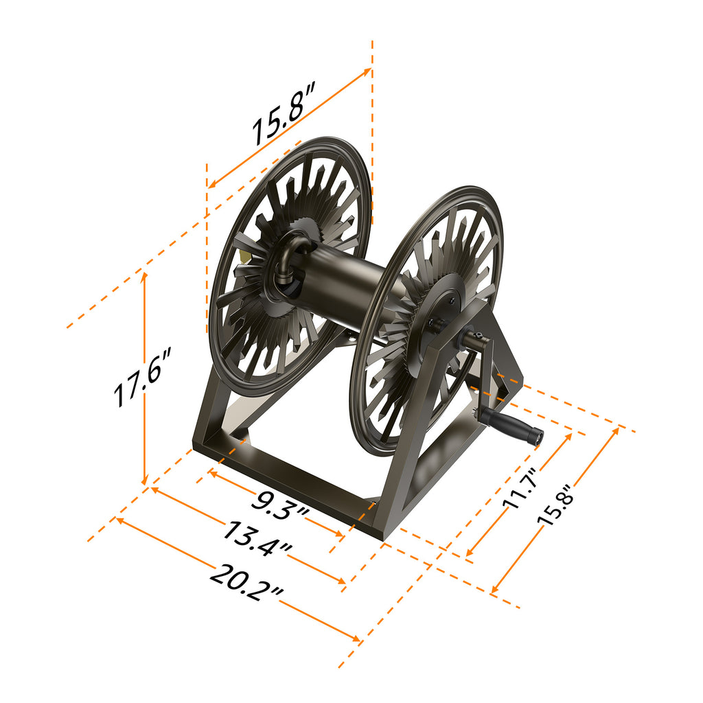 Outlandpro Garden Wall/Floor Mount Hose Reel, Decorative Hose Reel, Garden Heavy-Duty Water Hose Holde, Holds 200-Feet of 5/8-Inch Hose