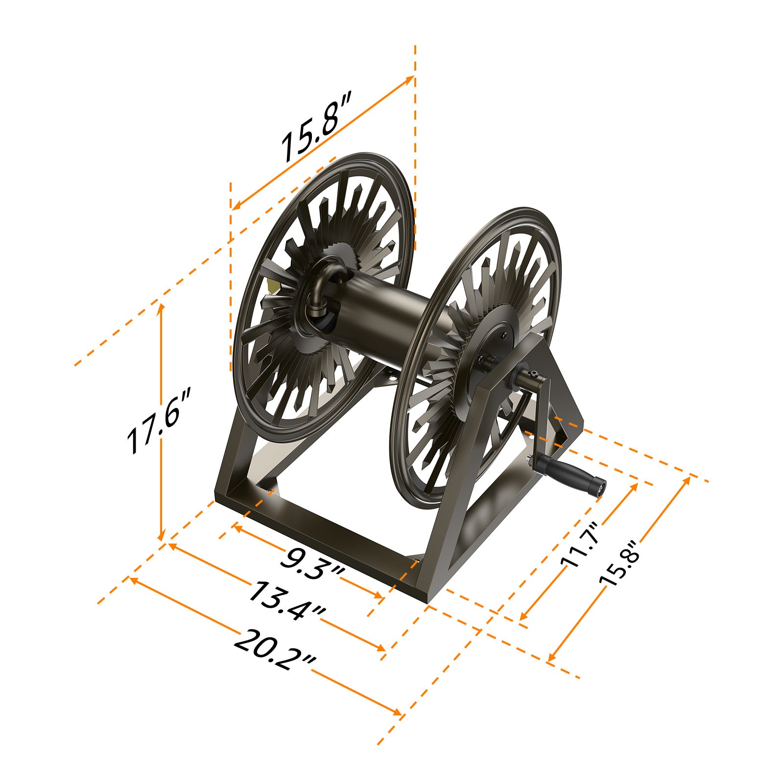 Outlandpro Garden Wall/Floor Mount Hose Reel, Decorative Hose Reel, Garden Heavy-Duty Water Hose Holde, Holds 200-Feet of 5/8-Inch Hose