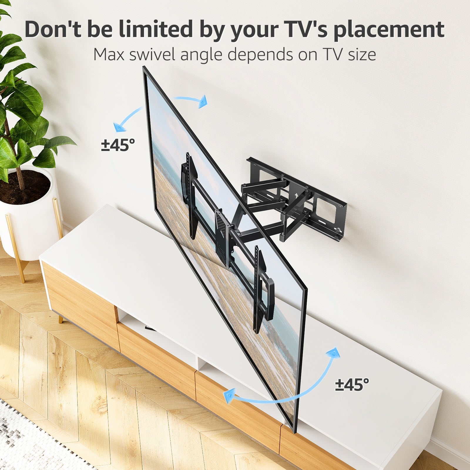 HOMOUNT Full Motion TV Wall Mount for Most 42-82 inch TVs, Wall Mount Bracket with Articulating Swivel and Tilt Fits 16" Stud, TV Mount Max VESA 600x400mm, Holds up to 100lbs