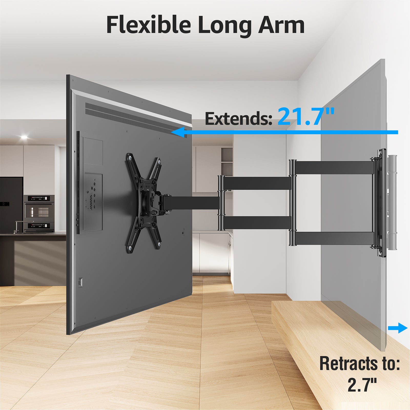 HOMOUNT Full Motion Long Arm TV Wall Mount for Most 14-42 inch TVs, Max VESA 200x200mm, up to 44 lbs, with 21.7 inch Swivel Extension Arm