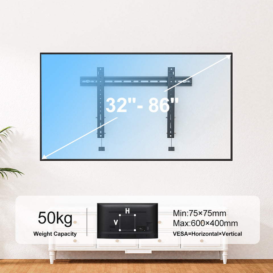 HOMOUNT Ultra-Slim Tilt TV Wall Mount Bracket For TVs 32-80 Inch TVs, Tilting TV MOUNT, up to 110lbs, Max VESA 600x400mm