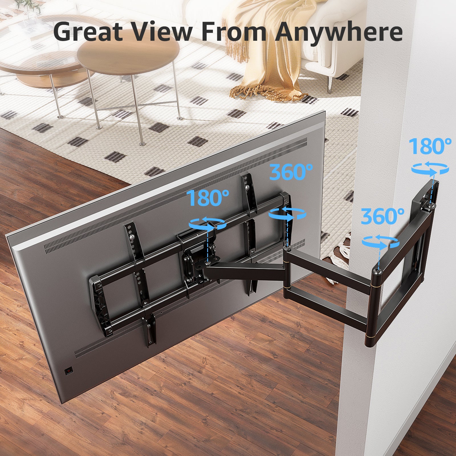 HOMOUNT Long Arm TV Wall Mount for Most 42-75 Inch TVs, 37.9" Full Motion Wall Mount with Extension&Tilt&Swivel Articulating Arm, Max 600x400mm, Up to 99 lbs