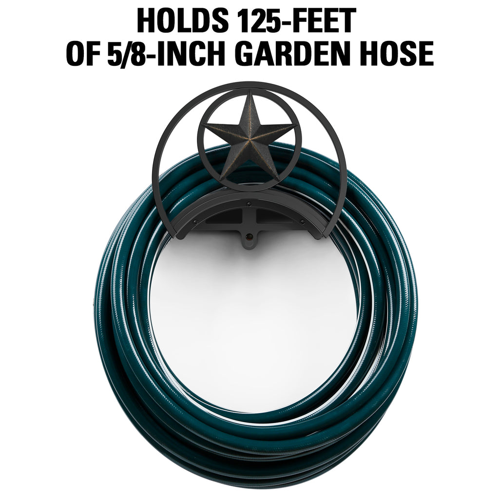 Outlandpro Garden Hose Holder 125Ft Wall-Mounted Hose Reel Decorative Star Durable Hose Hanger