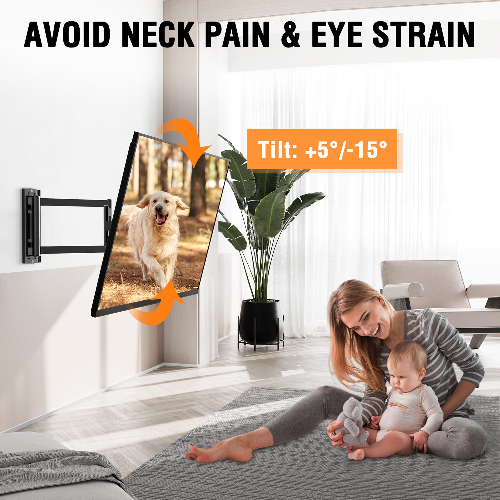 HOMOUNT 37.4 Inch Long Arm TV Wall Mount for 26-65 Inch TVs, TV Mount Swivel and Tilt, Full Motion Wall Mount TV Bracket, Max VESA 400x400mm, Holds up to 77 lbs