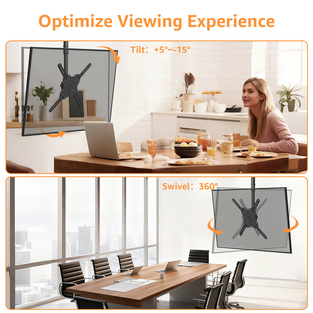 HOMOUNT Ceiling TV Mount for 26"-65" TVs, Full Motion 8 Height Adjustable TV Wall Mount Bracket, Swivel and Tilt, Max VESA 400x400mm, Holds up to 99 lbs