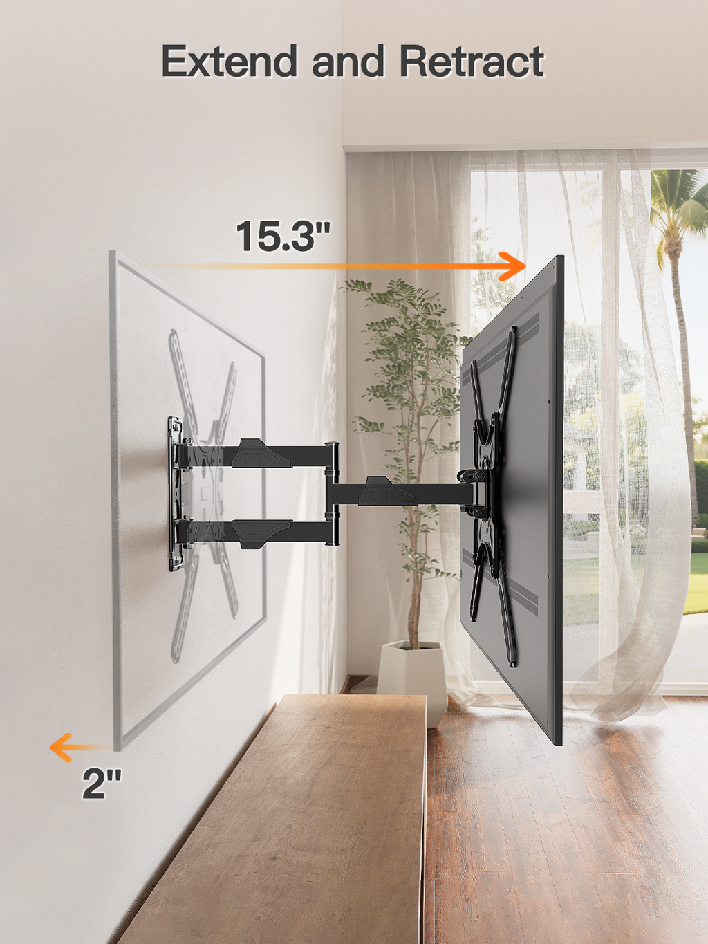 HOMOUNT Full Motion TV Wall Mount for Most 26-60 Inch TVs, Swivel and Tilt TV Mount with Single Stud, Wall Mount Bracket Max VESA 400x400mm, 77 lbs