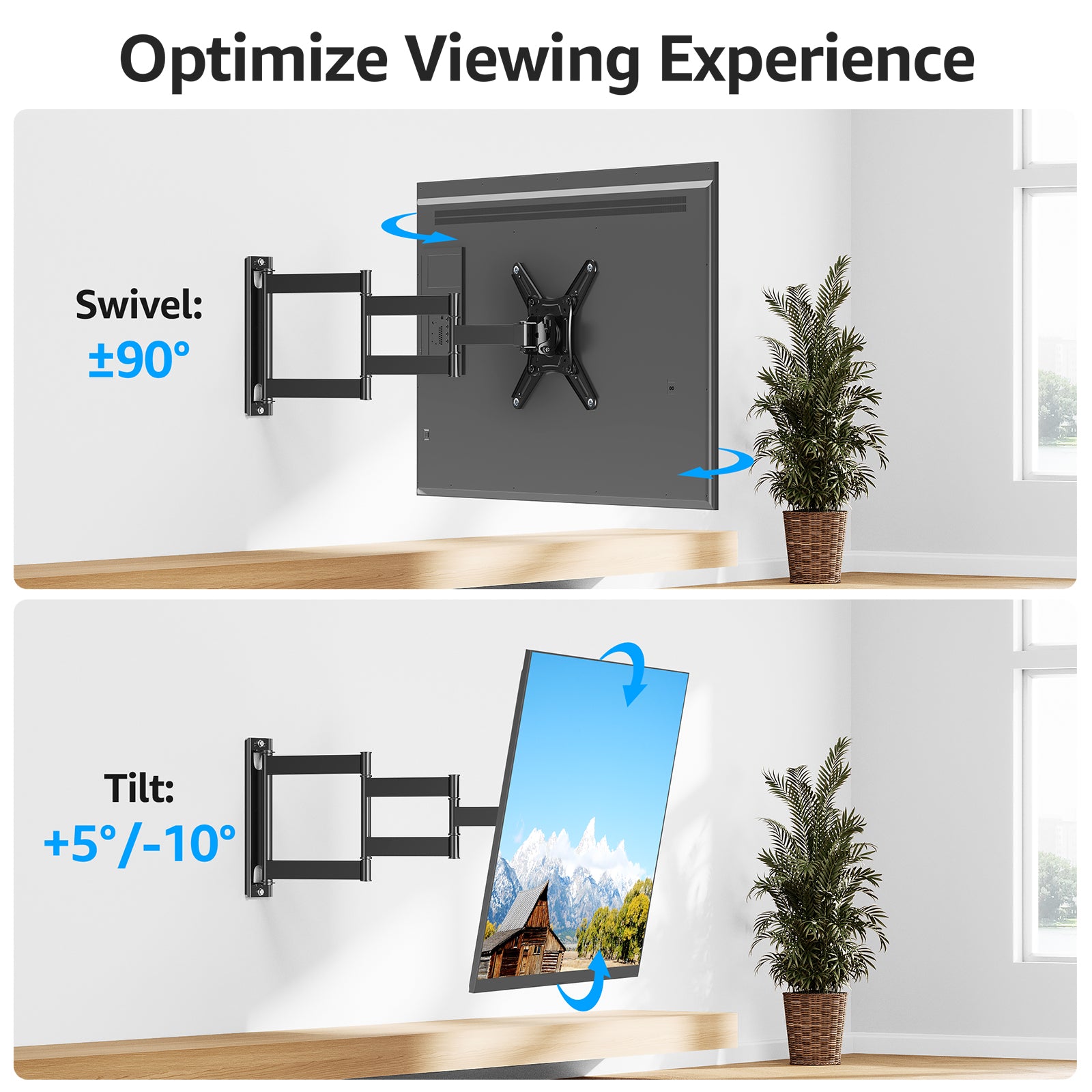 HOMOUNT Full Motion Long Arm TV Wall Mount for Most 14-42 inch TVs, Max VESA 200x200mm, up to 44 lbs, with 21.7 inch Swivel Extension Arm