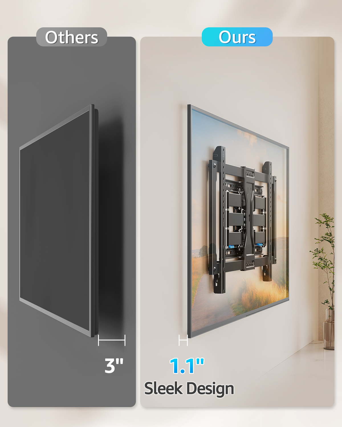 HOMOUNT Ultra Slim TV Mount for Most 37-90 inch TVs, Full Motion TV Wall Mount Swivel and Tilt, Wall Mount Bracket Max VESA 600x400mm, up to 132 lbs