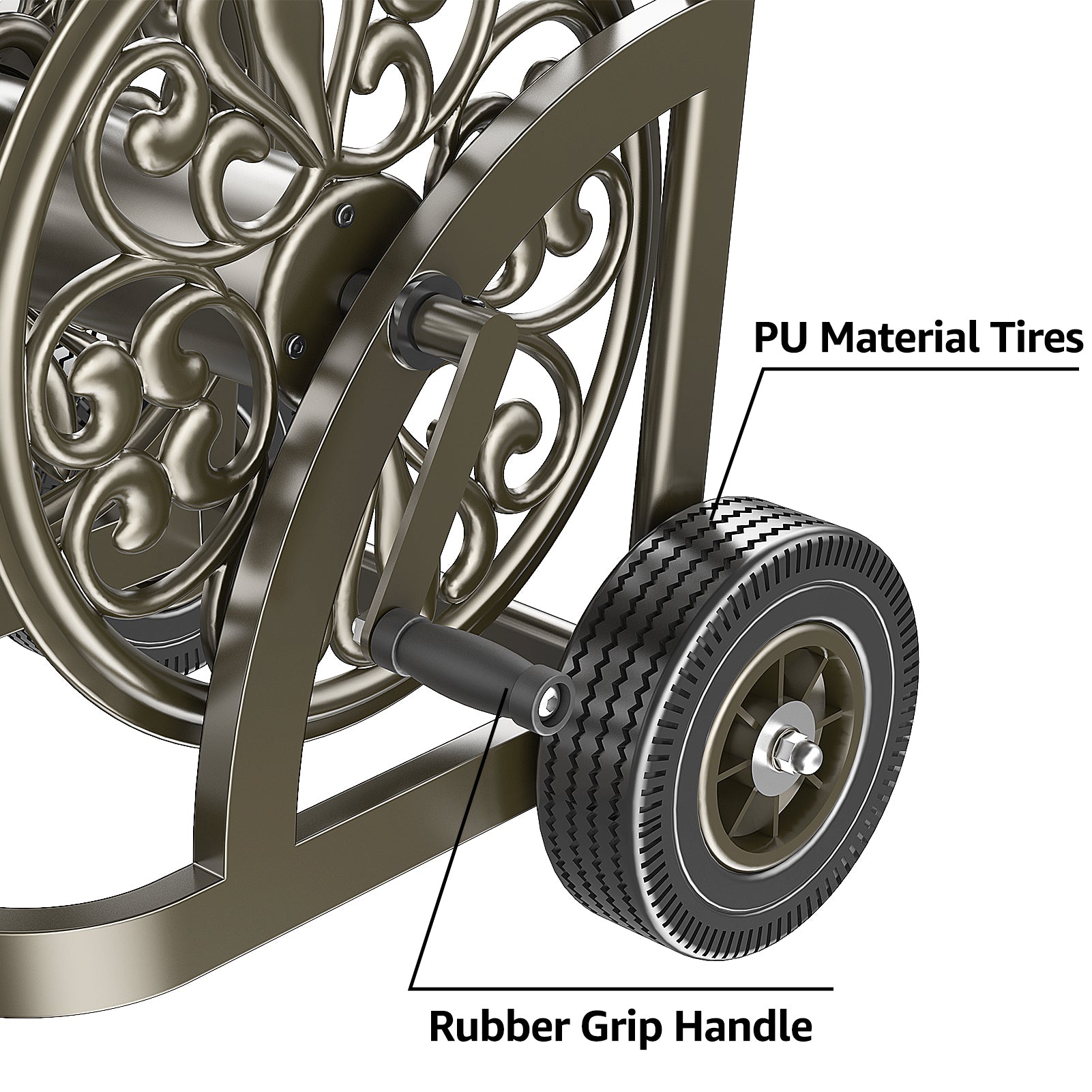 Outlandpro Hose Reel Cart Heavy Duty Powder-Coated Steel Outdoor Planting with Storage Basket