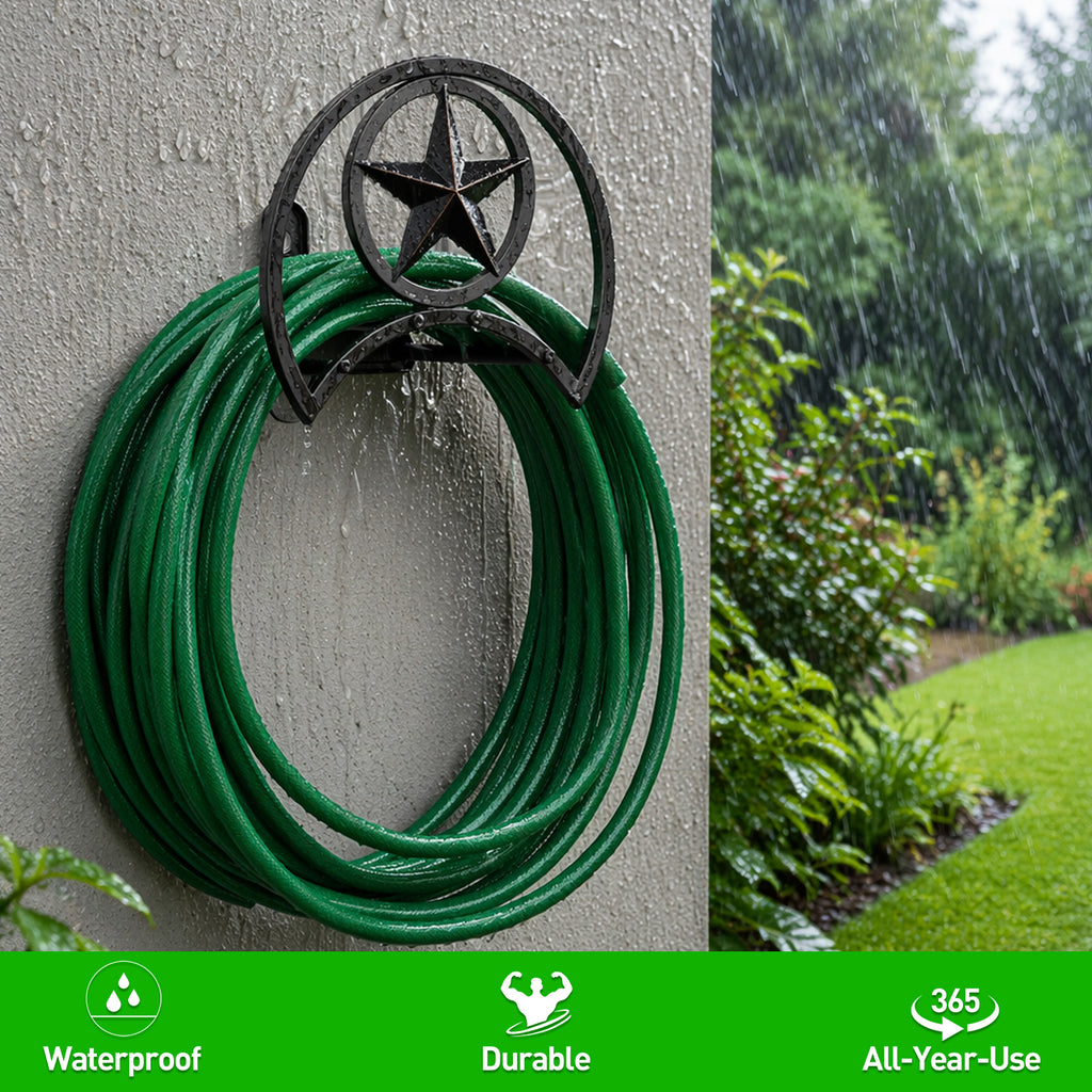 Outlandpro Garden Hose Holder 125Ft Wall-Mounted Hose Reel Decorative Star Durable Hose Hanger