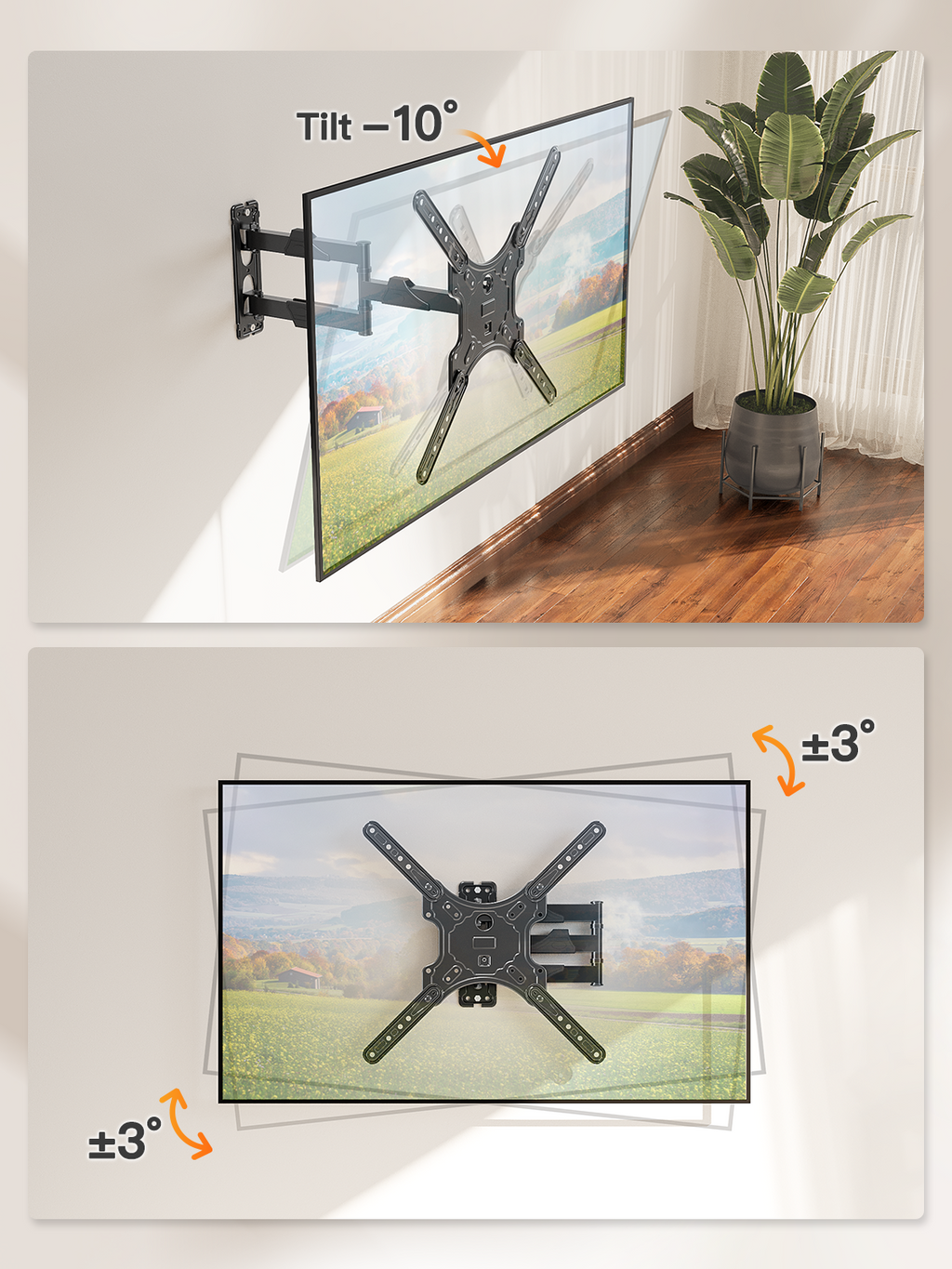 HOMOUNT TV Wall Mount for Most 26-60 Inch TVs, Swivel and Tilt Full Motion TV Mount with Single Stud, Wall Mount Bracket Max VESA 400x400mm, Holds up to 77 lbs