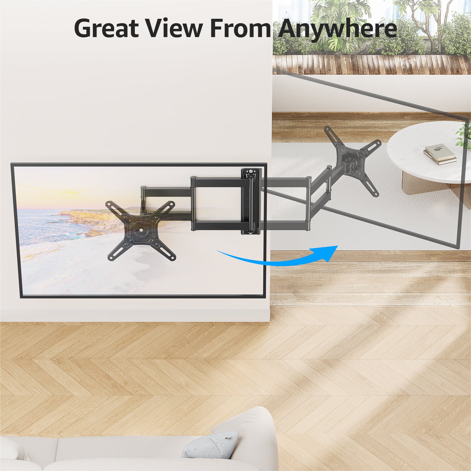 HOMOUNT Full Motion Long Arm TV Wall Mount for Most 14-42 inch TVs, Max VESA 200x200mm, up to 44 lbs, with 21.7 inch Swivel Extension Arm