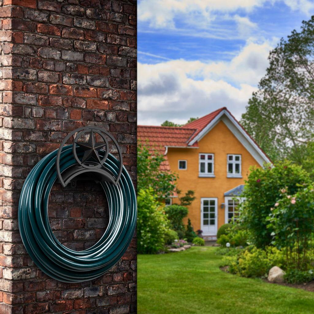 Outlandpro Garden Hose Holder 125Ft Wall-Mounted Hose Reel Decorative Star Durable Hose Hanger