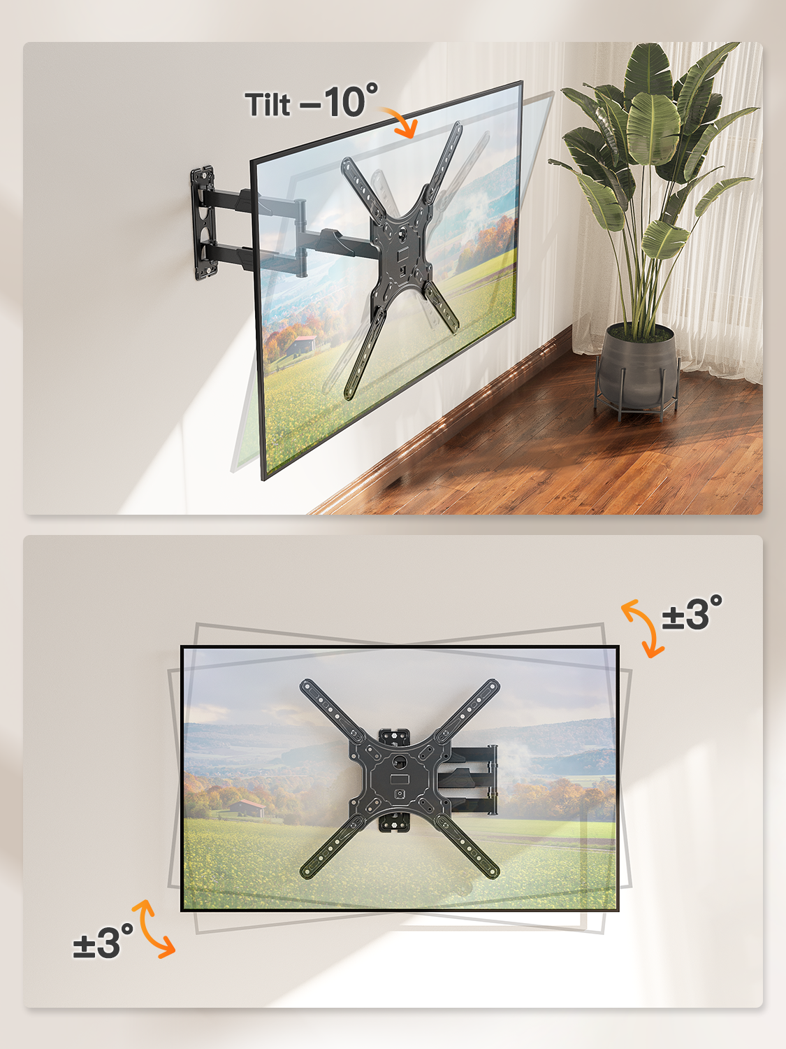 HOMOUNT Full Motion TV Wall Mount for Most 26-60 Inch TVs, Swivel and Tilt TV Mount with Single Stud, Wall Mount Bracket Max VESA 400x400mm, 77 lbs