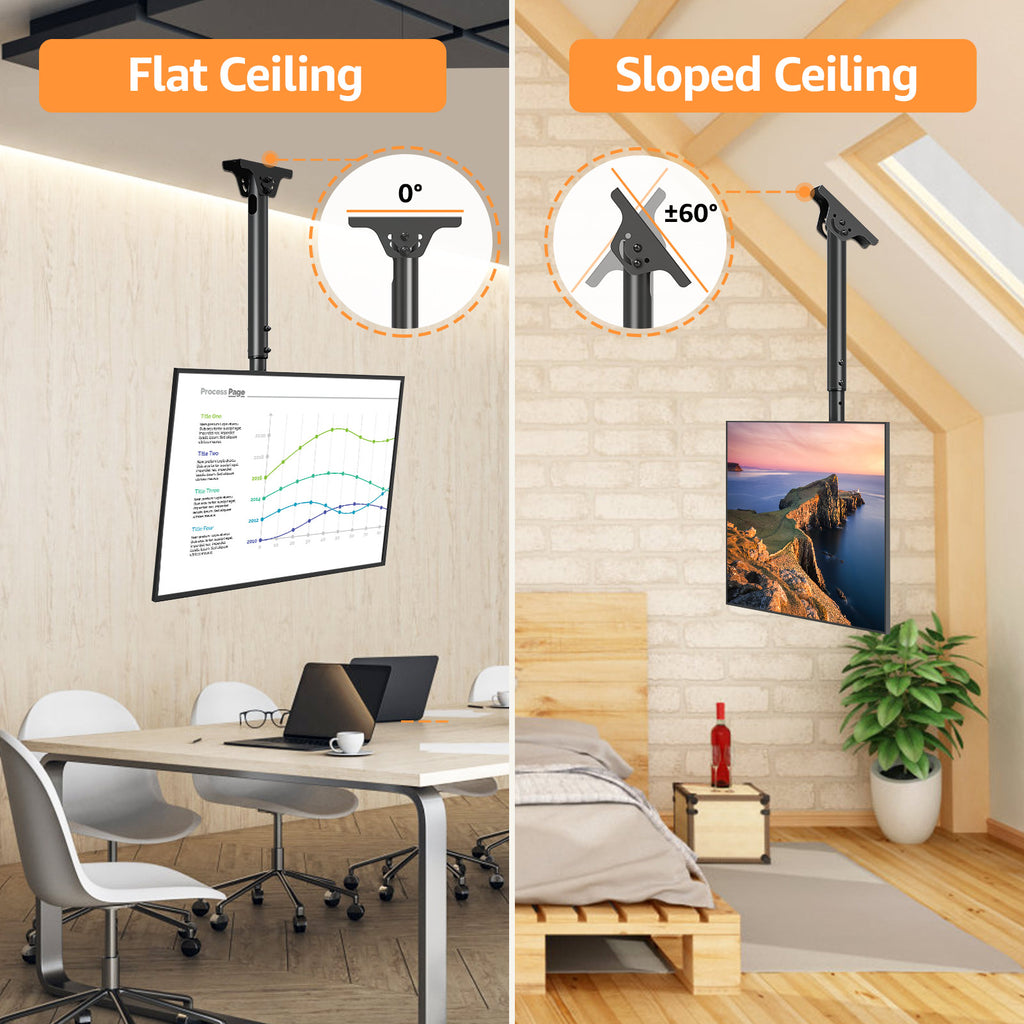 HOMOUNT Ceiling TV Mount for 26"-65" TVs, Full Motion 8 Height Adjustable TV Wall Mount Bracket, Swivel and Tilt, Max VESA 400x400mm, Holds up to 99 lbs