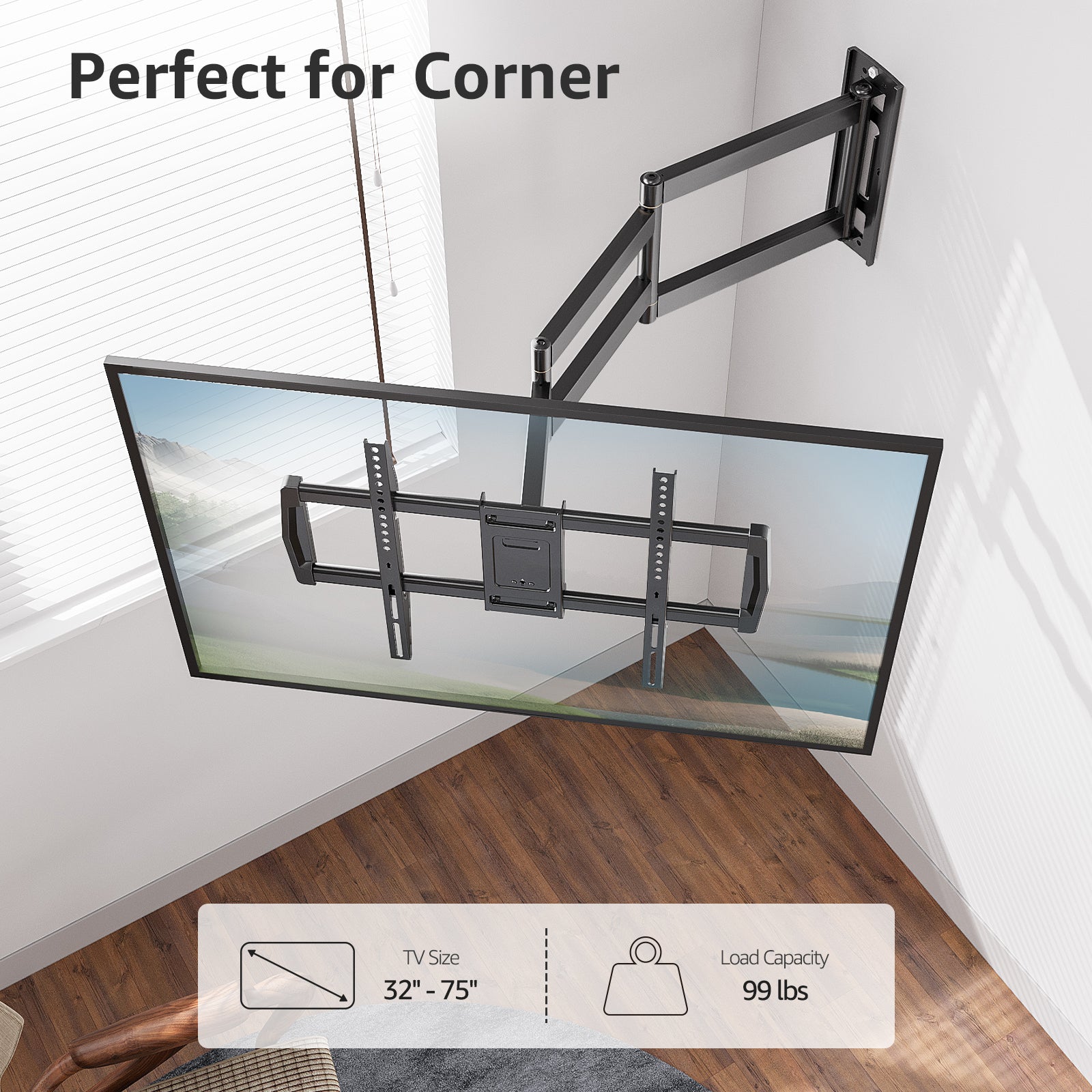 HOMOUNT Long Arm TV Wall Mount for Most 42-75 Inch TVs, 37.9" Full Motion Wall Mount with Extension&Tilt&Swivel Articulating Arm, Max 600x400mm, Up to 99 lbs