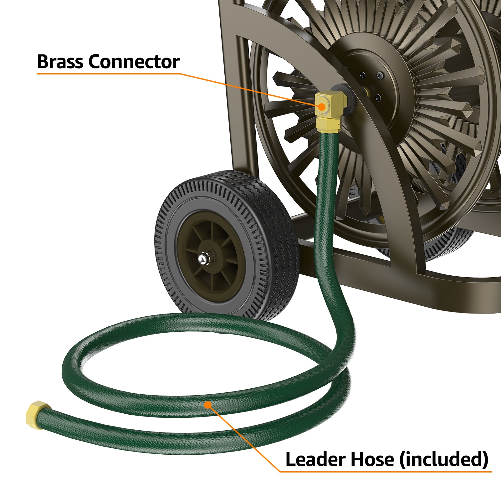 Outlandpro Garden Hose Reel Cart with Wheel, Hold up to 200 Ft of 5/8" Hose