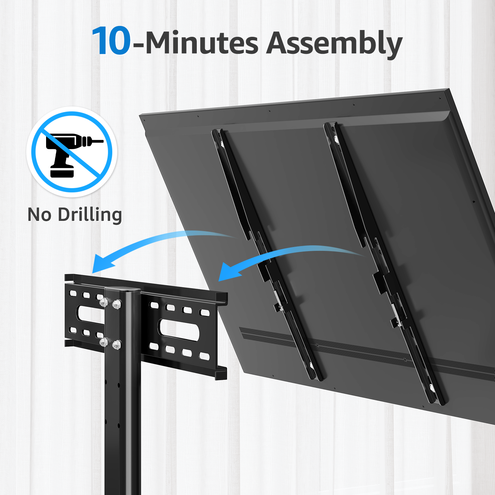 HOMOUNT Universal Tabletop TV Stand for 24-60 inch TVs, Height Adjustable TV Mount Stand with Tempered Glass Base, Max 400x400mm, Holds up to 88 lbs
