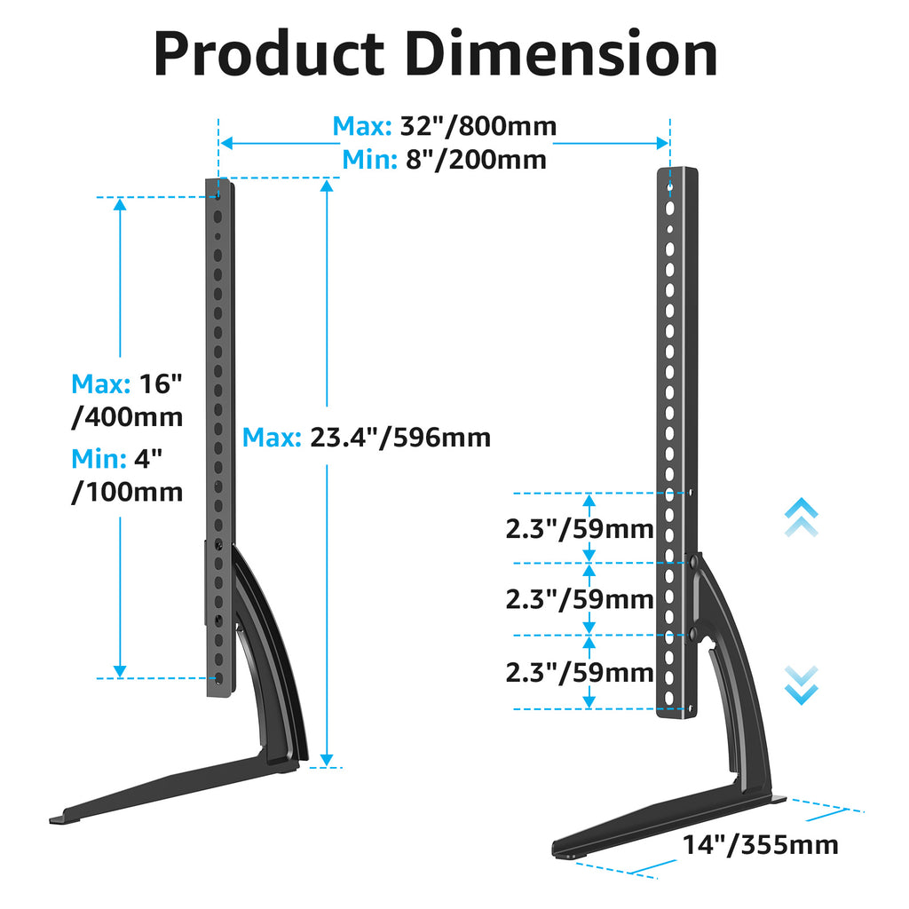 HOMOUNT Universal Table Top TV Stand for Most 27 to 55 inch TVs, Universal TV Leg Stand Holds up to 88 lbs, VESA up to 800x400mm