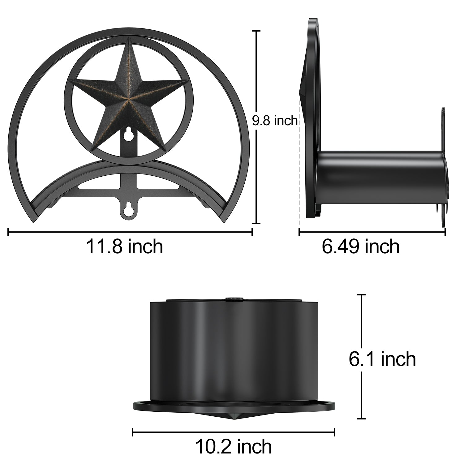 Outlandpro Garden Hose Holder 125Ft Wall-Mounted Hose Reel Decorative Star Durable Hose Hanger