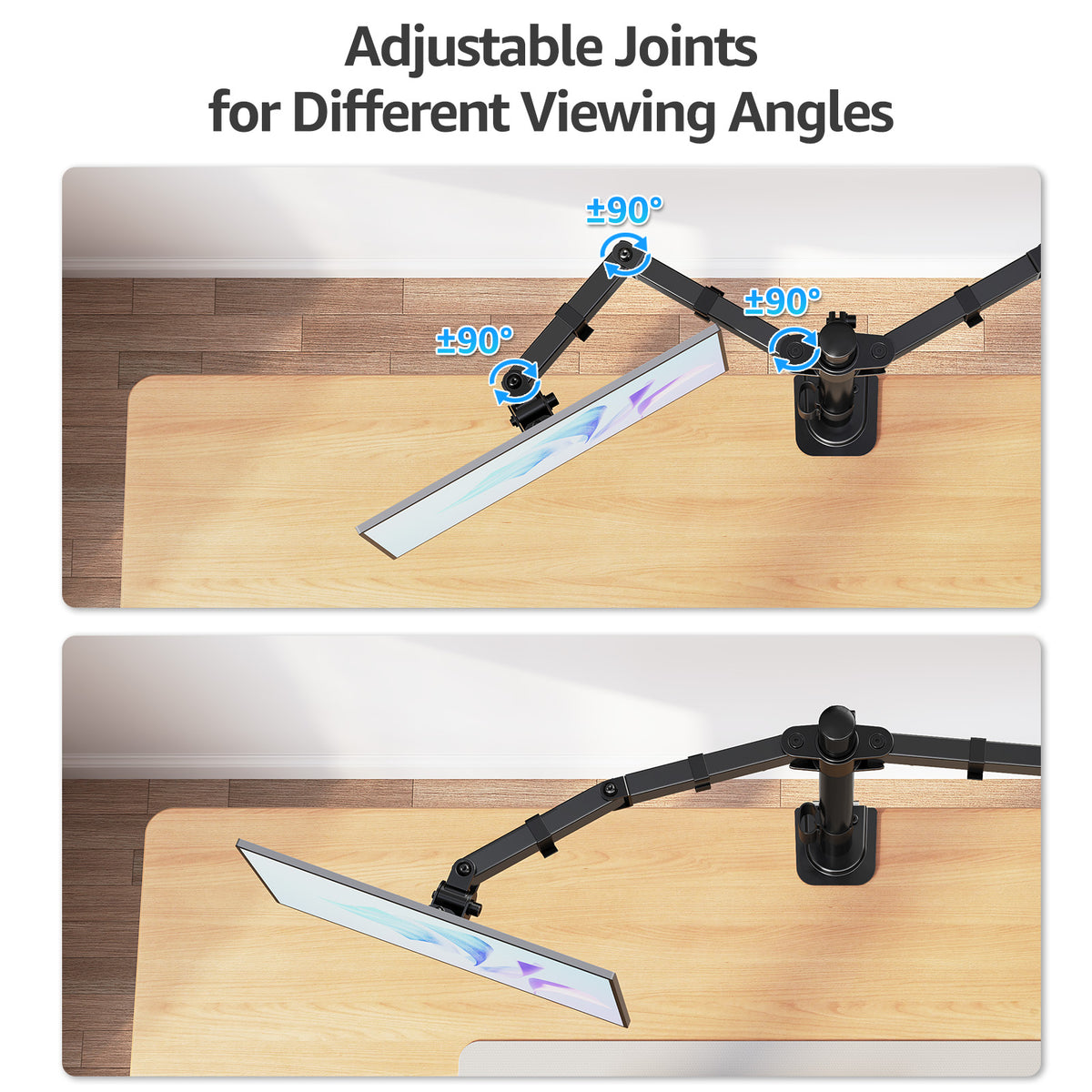HOMOUNT Dual Monitor Desk Mount for Max 32 Inch, Adjustable Dual Monitor Arm for 2 LCD Screens, Monitor Stand with C-Clamp and Grommet Base, VESA 75x75 /100x100mm, up to 17.6lbs