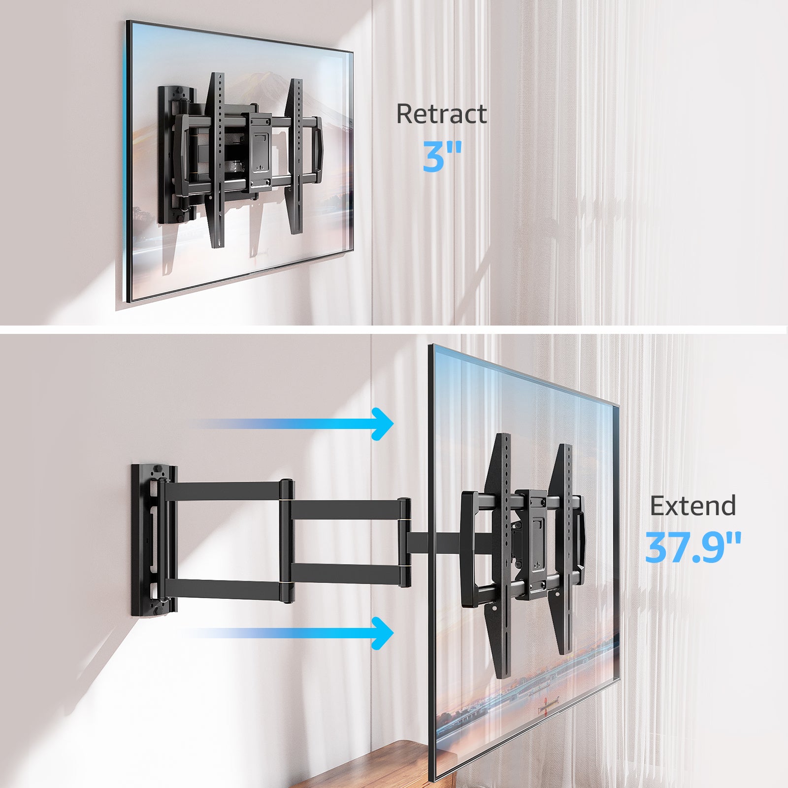 HOMOUNT Long Arm TV Wall Mount for Most 42-75 Inch TVs, 37.9" Full Motion Wall Mount with Extension&Tilt&Swivel Articulating Arm, Max 600x400mm, Up to 99 lbs