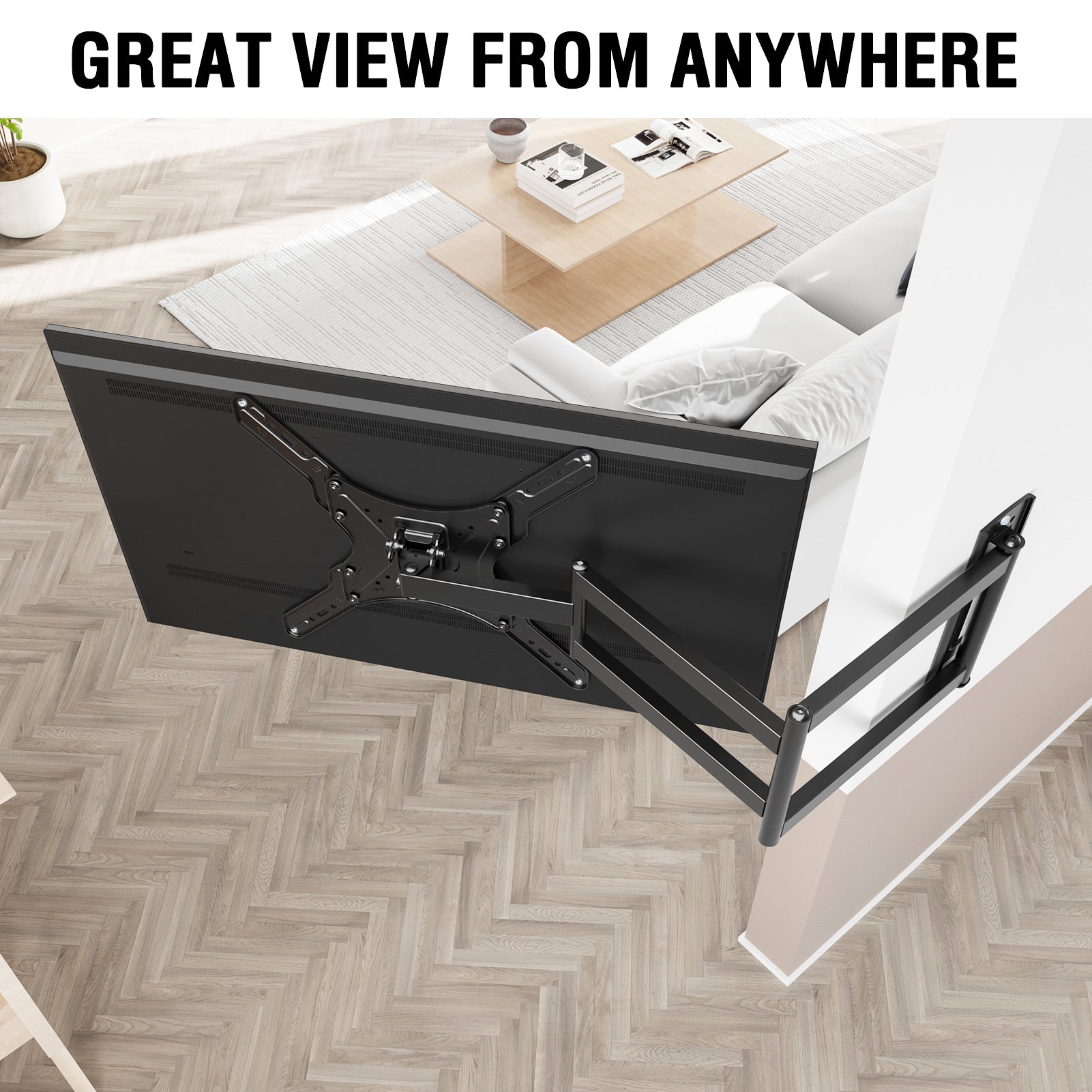 HOMOUNT 37.4 Inch Long Arm TV Wall Mount for 26-65 Inch TVs, TV Mount Swivel and Tilt, Full Motion Wall Mount TV Bracket, Max VESA 400x400mm, Holds up to 77 lbs