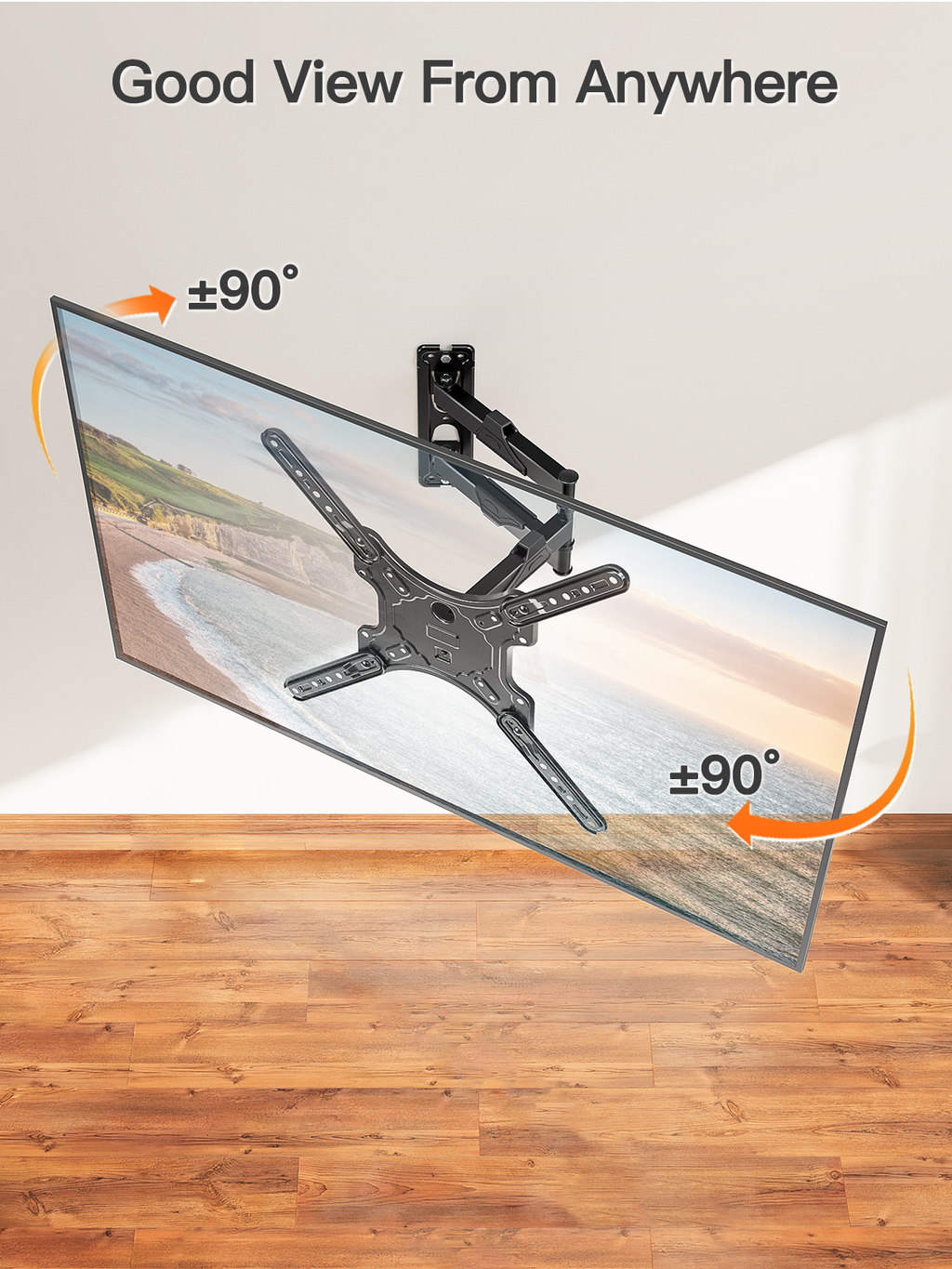 HOMOUNT Full Motion TV Wall Mount for Most 26-60 Inch TVs, Swivel and Tilt TV Mount with Single Stud, Wall Mount Bracket Max VESA 400x400mm, 77 lbs