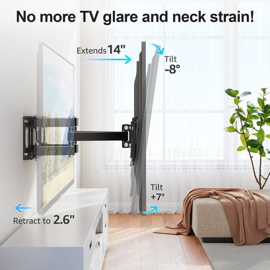 HOMOUNT Full Motion TV Wall Mount for 32-85 Inch TVs, Holds up to 99lbs, Wall Mount Bracket Max VESA 600x400mm, Fit 12" 16" Wood Stud