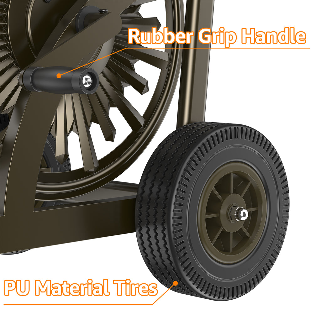 Outlandpro Garden Hose Reel Cart with Wheel, Hold up to 200 Ft of 5/8" Hose