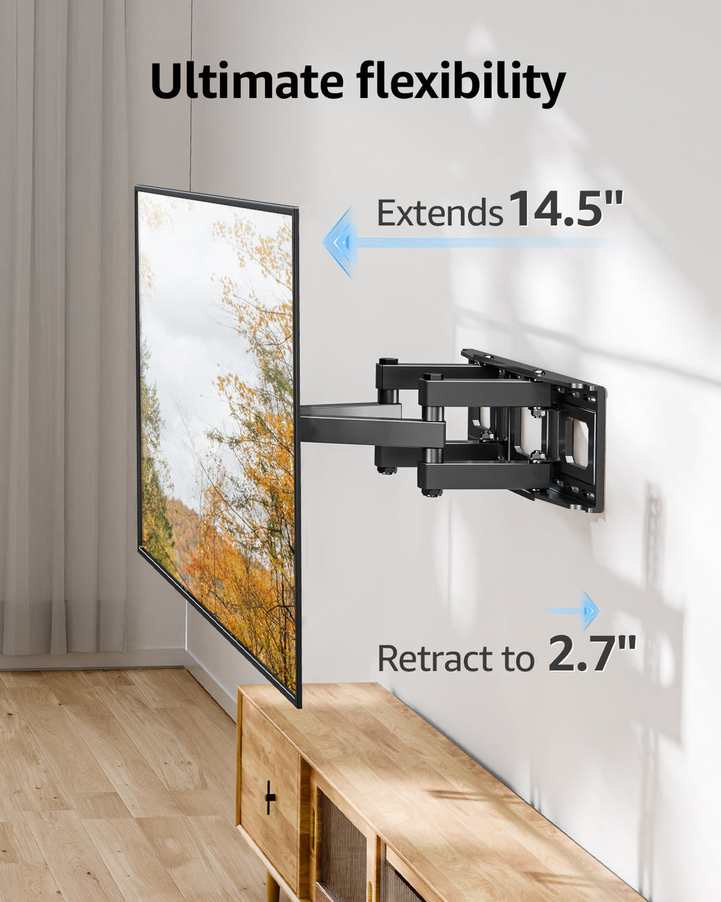 HOMOUNT Full Motion TV Wall Mount, TV Mount for Most 26-65 Inch Flat/Curved TVs, Wall Mount TVs Bracket with Dual Swivel Articulating Arm, Fit 8“ 12” 16" Wood Stud, Max VESA 400x400mm up to 88 LBS
